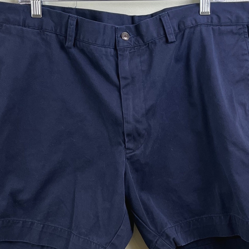 Polo By Ralph Lauren Navy Blue Chino Flat Front Shorts Preppy Classic Size 42 - Picture 2 of 7